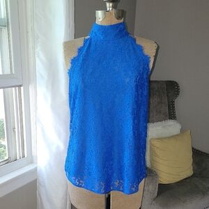 Diane Von Furstenberg Vibrant Blue Lace Blouse